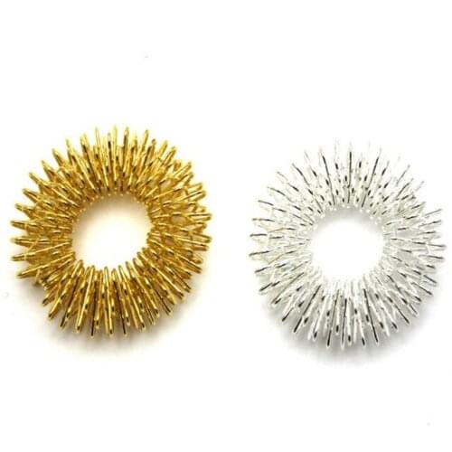 50pcs/lot Free Shipping Silver & gold Finger Massage Ring Elastic Finger Acupuncture Massager Circle Body Massage Health Care