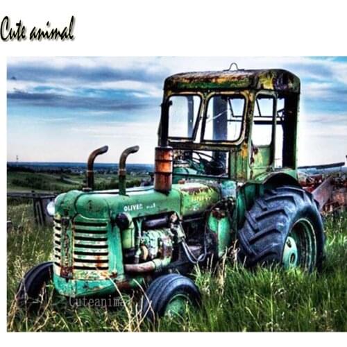 5D Diamond Painting Embroidery Tractor Farm Retro Art Full Drill Square Rhinestone Mosaic Cross Stitch Kit Wall Decoration Gift