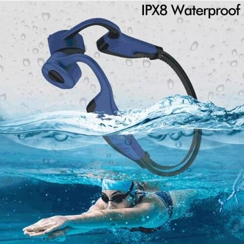 IPX8 Bone MP3 Swimming Headset BT5.0 Wireless Earphone Bass Sports Headphon with Mic 16G Memory Adjustable Headband for Big Head