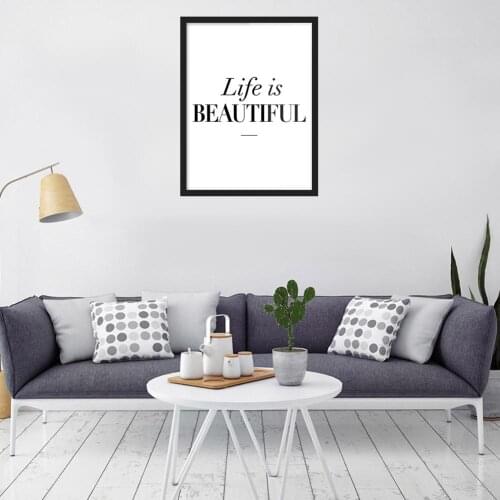 Nordic Decoration Life is Beautiful Wall Art Canvas Poster and Print Canvas Painting Decorative Picture for Living Room Decor
