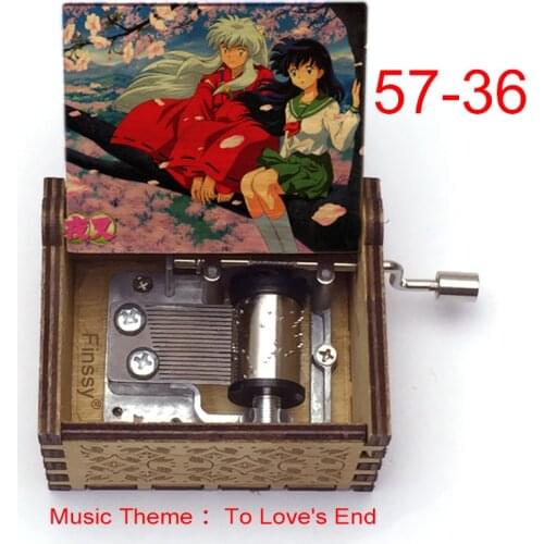 Wooden To Loves End Music Box INUYASHA kagome Kikyo Color Print Hand Music Box movement Anime Fans Birthday Party Gift diy toy