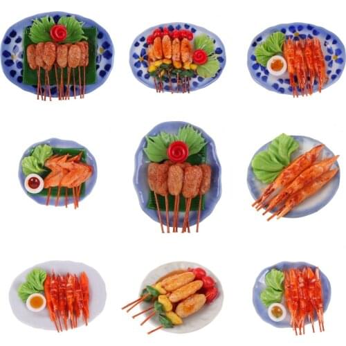 1:12 Children Pretend Kitchen Games Simulation Mini BBQ Skewer Pretend Play Roast Beef Skewer Kitchen Toys For Kid