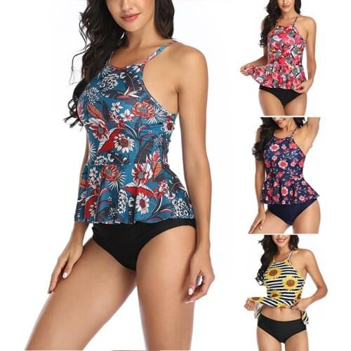 Hot kf-Womens Sexy Bikini 2-Piece Split Body Slim Conservative Swimsuit