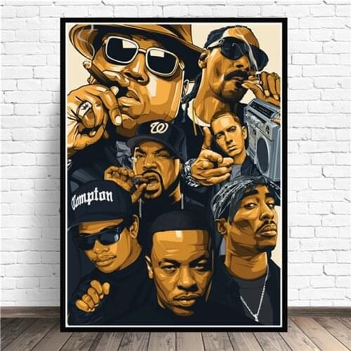 West Coast Famous Hip Hop Rapper Painting Prints Poster HD Pictures Printed on Canvas Used for Home Room Decor Cuadros Wall Art