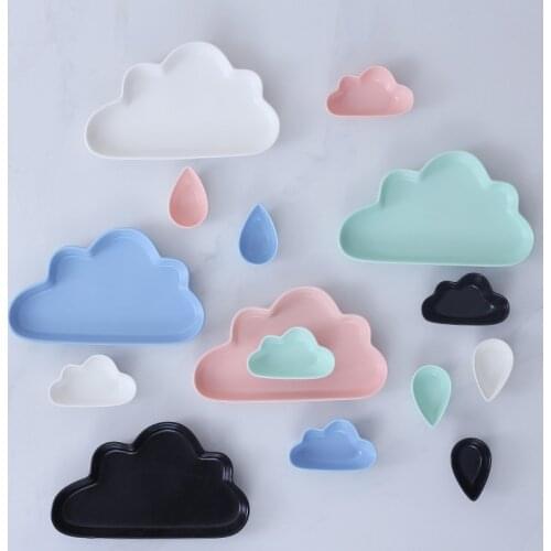 Nordic Cloud Rain Design Ceramic Dish Plate Saucer for kids Porcelain Pastry Snacks Dish for Children Cake Dish Tableware Set