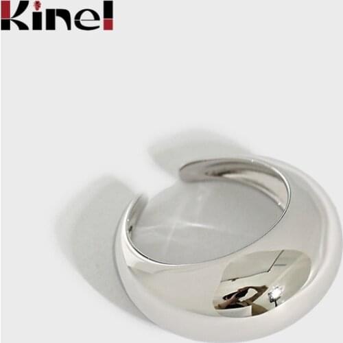 Kinel Authentic Silver 925 Jewelry Geometric Arc Smooth Surface Rings for Women Trendy Simple Handmade Christmas Gift