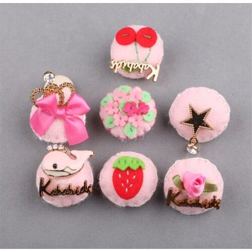 Round Floral kawaii Pink Non Woven Fabric Doll 7pcs/Lot Girls Hair Jewelry Garment Shoes Ornament Accessory Applique