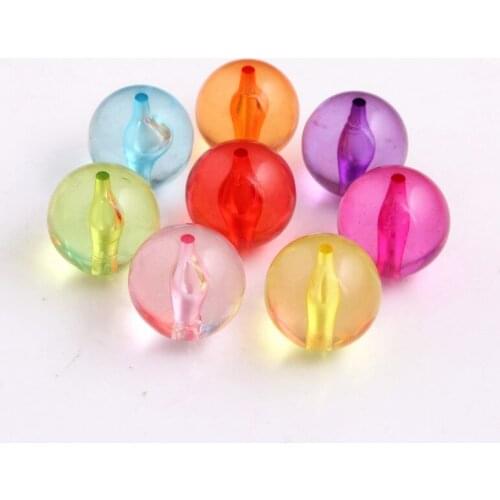 Kwoi vita 20MM/4mm to 24mm colorful Acrylic transparent round Beads for Kids Chunky Beaded Necklace
