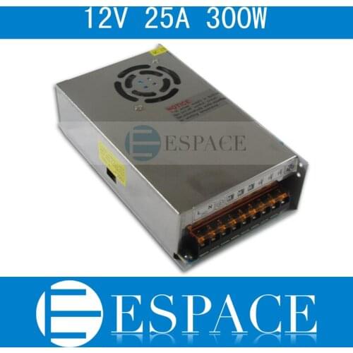 Best quality 12V 25A 300W Switching Power Supply Driver for LED Strip AC 100-240V Input to DC 12V free shipping