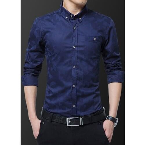 Fashion Mens Shirt 2020 New Male Slim Fit Printed Long Sleeved Casual Men Shirts Dress Chemise Homme Asian Size 5XL