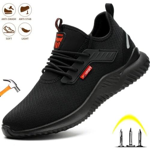 Mens Safety Shoes Non-slip Indestructible Steel Toe Caps Work Boots Anti-smashing Breathable Lightweight Outdoor Sneakers