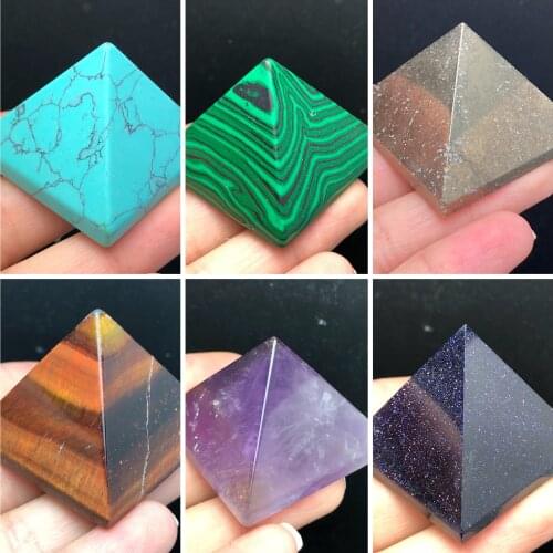 Natural colorful variety of crystal mineral quartz carving pyramid chakras stone healing reiki decoration