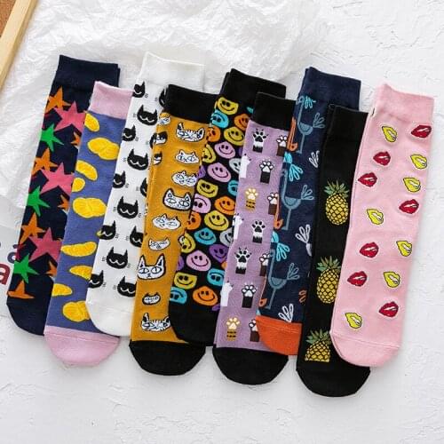 Socks Female Autumn and Winter Long Stockings Hip-hop Ins European and American Fashion Personality Cartoon Street Style Sports