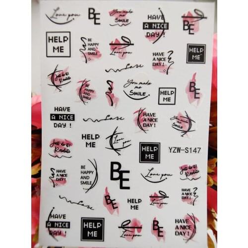 New 3D Art Letters Nail Sticker Square Self Adhesive Nails Sliders Decals Decorations Designer Manicure Accessories