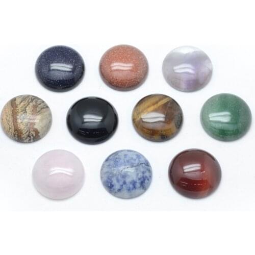 PandaHall 10pc 24.5~25x4~7mm Natural/Synthetic Gem-stone Semi-precious Stone Jewelry Making Findings Cabochons Flat Back Round