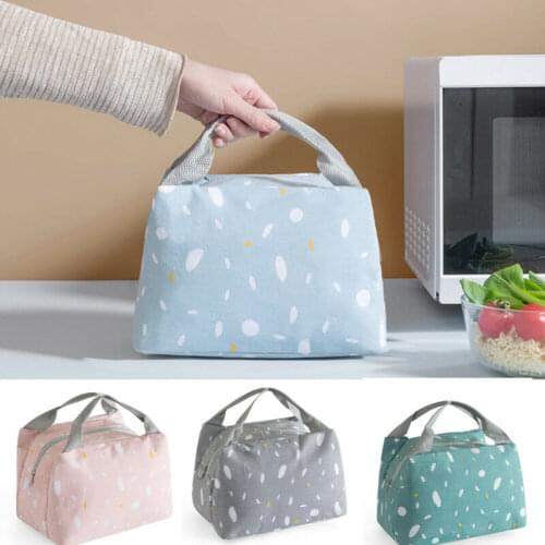 Portable Lunch Bags Insulated Canvas Box Tote Bag Thermal Cooler Food Picnic Bag