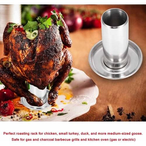 Roast Chicken Holder Stainless Steel Upright Roaster Rack Barbecue Stand Roasting BBQ Tool tray grilled chicken grill removable