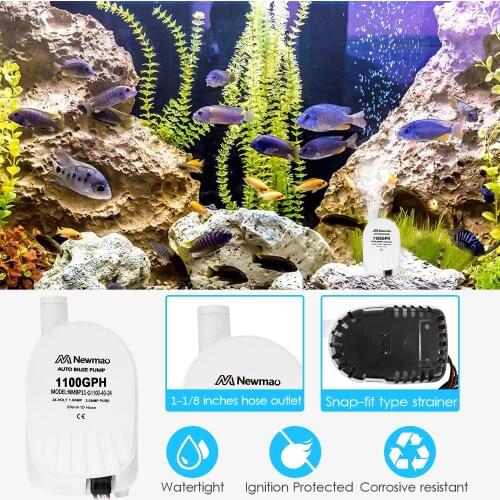 1100 GPH Automatic Bilge Pump 24V DC Submersible Water Pump RV Boat Marine Pump with 1-1/8 Inches Outlet (29mm)