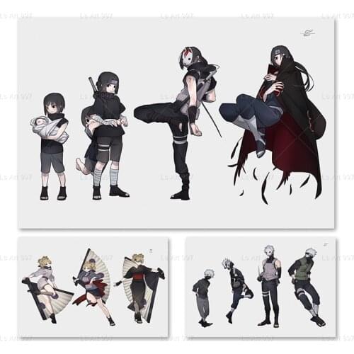 Naruto Uchiha Itachi Kakashi Evolution Growth Wall Art Canvas Painting Poster Living Room Decoration Dorm Bedroom Decor Cudros