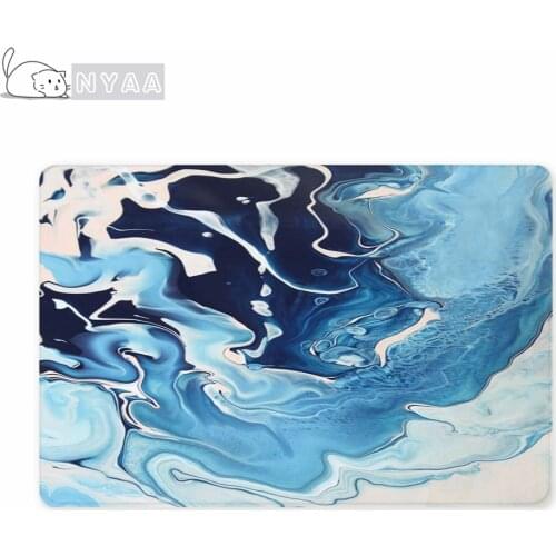 Anti-Slip Kitchen Carpet Blue White Marble Sea Wave Printed Entrance Doormat Floor Mats Carpets for Living Room Bathroom Mat