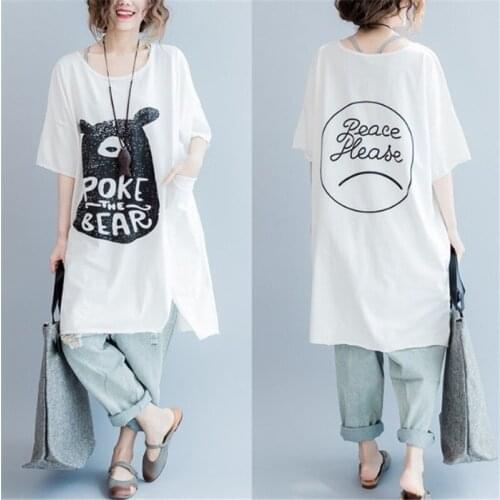 Plus Size 5XL 2019 Summer Women Cute Fashion Print Cotton Tops Tee Ladies Female Big Oversize Loose T shirt Femme Blusas