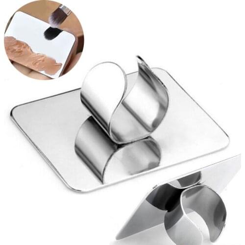 1pc Mini Adjustable Finger Mixing Palette Silver Stainless Steel Ring Nail Art Equipment Mixing Color Palette For Salon Home