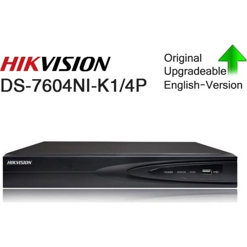 Hikvision NVR 4CH DS-7604NI-K1/4P Network Vedio Recorder 4 PoE Ports CCTV IP Camera Recorder Embedded Plug Play Original Upgrade
