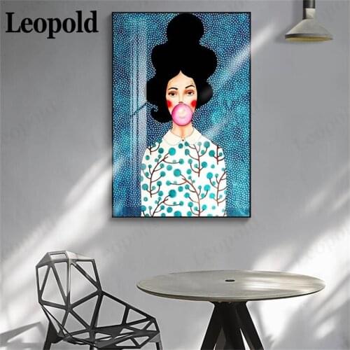 Nordic Retro Girl Hair Flower Canvas Poster Abstract Art Canvas Print Fashion Girl North Living Room Decoration