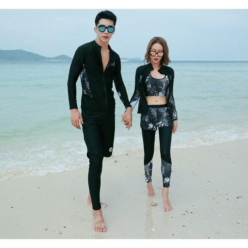 5pcs/set Womens Rash Guard Long Sleeve Zip up Lycra Shirt Top & Bottom Sun Suit Quick Dry for Snorkeling Surfing Swimming Mens