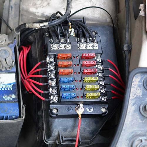 Circuit Standard 12 Way Blade Fuse Box Bus Bar Car Kit With Cover Marine Fuse Box Holder 12V/32V for Car Boat Marine Trike