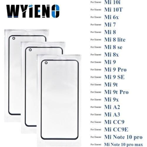 Black Digitizer LCD Sensor Glass For Xiaomi Mi 10i 10T 6x 7 8 lite SE 8x 9 SE Pro Touch Screen Glass lens Panel + With OCA Film