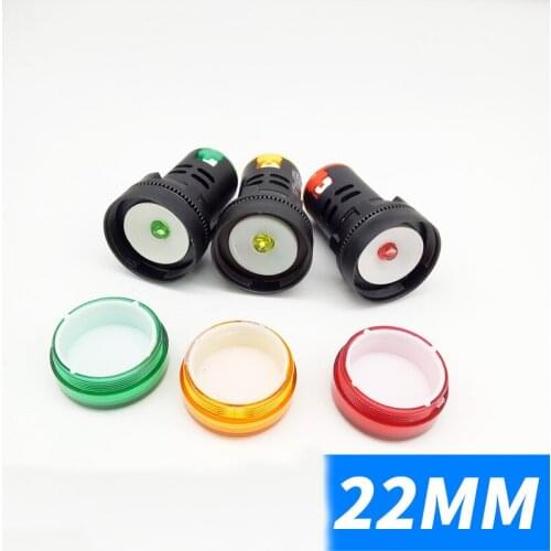 22mm LED Signal Indicator Light F5 Lamp Beads AD16-22D/S 24V 220V 380V 10pcs