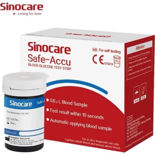 50/100/200/300/400/500 pcs for Safe-Accu) Sinocare Blood Glucose Test Strips and Lancets for Diabetes Tester