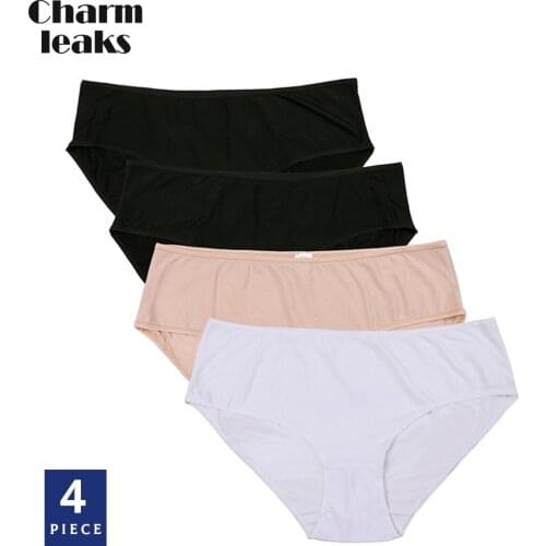 Charmleaks Womens Panties Briefs Cotton Underwear Soft Ladies Skin-friendly Comfort Solid Packs of 4 Breathable Cozy Hot Sale
