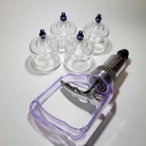 Lose Weight Healthcare 4 Round Thickened Plastic Cupping Cup Cupping Therapy Vacuum Suction Cupping with Pump