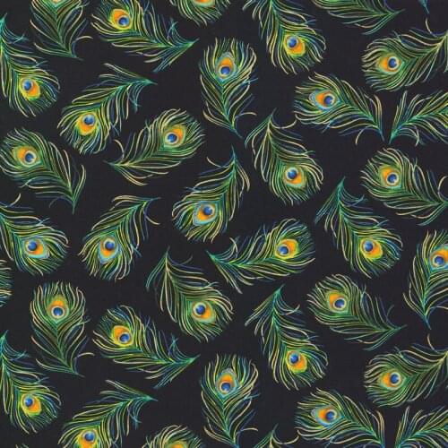 Peacock feathers vintage fabric Retro style fabric Calico Printed cotton fabric for DIY Bag 1 order=50cm*140cm