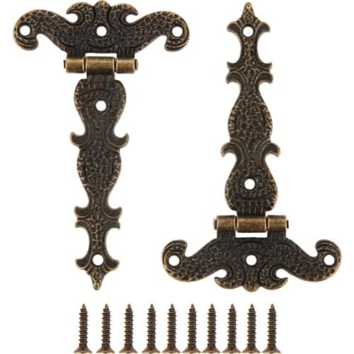 2Pcs Vintage Brass Plated Large Hinge Big 113*69mm Cabinet Door Butt Hinges Decorative for Jewelry Wooden Box Furniture Fittings