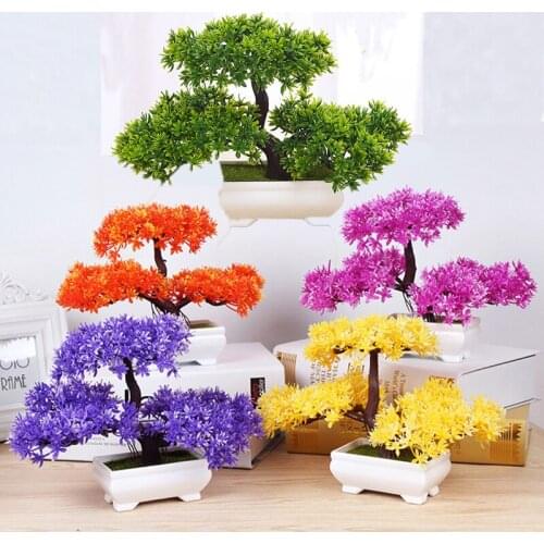 1Pc Artificial Plants Bonsai Small Tree Pot Plants Fake Flowers Potted Ornaments for Home Decoration Room Hotel Garden Decor