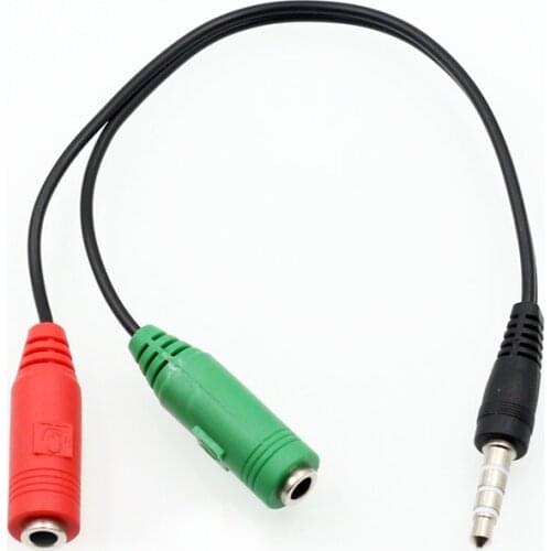 100pcs/lot 3.5mm Jack 1 Male to 2 Female Headphone Stereo Earphone Audio Splitter to Micrphone Adapter Cable For Phone 6 5S 4S