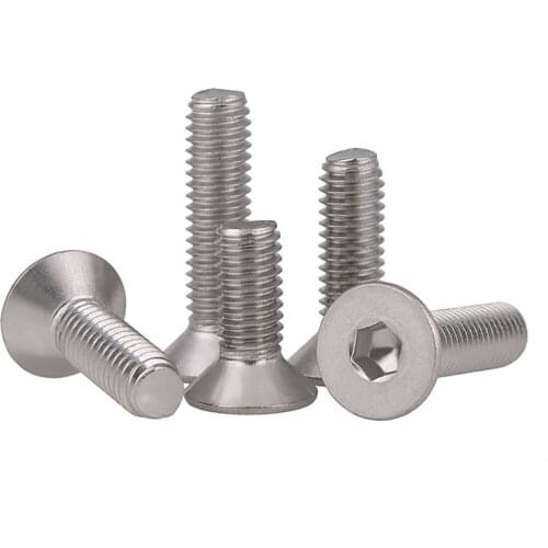 20PCS 304 Stainless Steel M3 M4 M5 Flat head screws countersunk head hexagon screws Allen Bolts Grade 4.8
