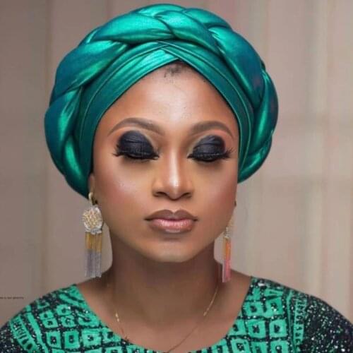 2021 Female Turban Caps Cross Ready To Wear Headscarf Bonnet Arab Head Wraps African Women Braid Turbans Auto Gele Headties Cap