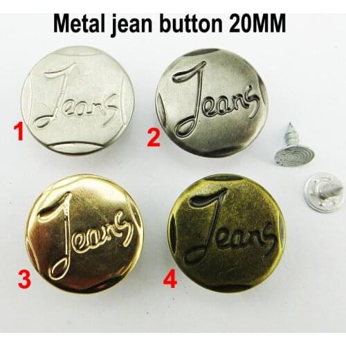 30PCS 20MM Silver Gray Metal Jean Button Garment Sewing Clothes Accessory Letter Jeans Brand Buttons MjB-234