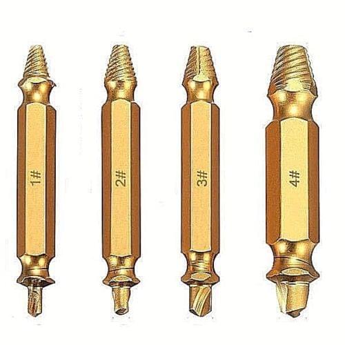 4Pcs Double Side Damaged Screw Bolt Extractor Drill Bits Gold Oxide Edition Stripped Screw Removers