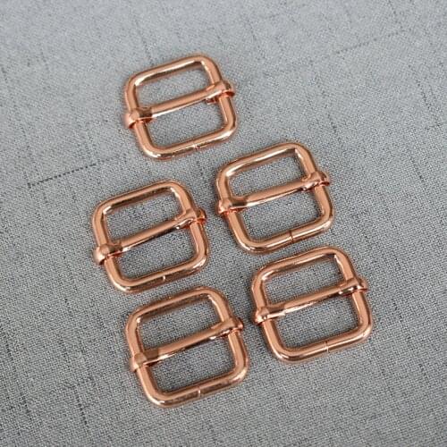 50 Pieces 20mm Rose Gold Metal Heavy Duty Thickness Web Rectangle Adjust Tri-glide Pin Buckle Slider Loop Shoulder Leather Bag