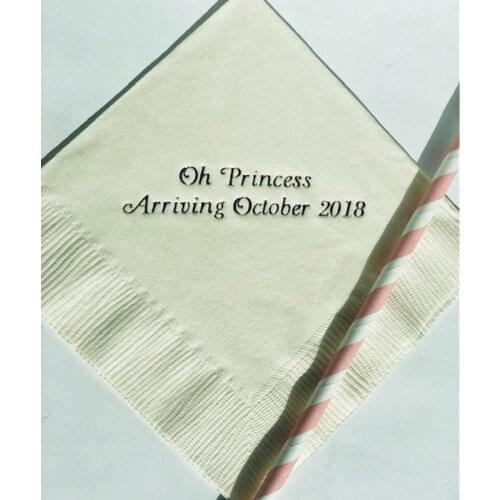 50pcs Personalized Napkins Baby Shower Custom Cocktail Beverage Paper Party Monogram Luncheon Avail milestones birthday