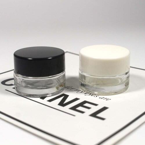 5g 100pcs mini glass jar with black white lid,Travel storage galss container