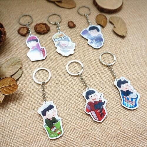 6pcs/set Anime Keychain Osomatsu san Matsuno Osomatsu Kid Osomat Snacks Llavero Osomatsu Keyrings Present Keyrings