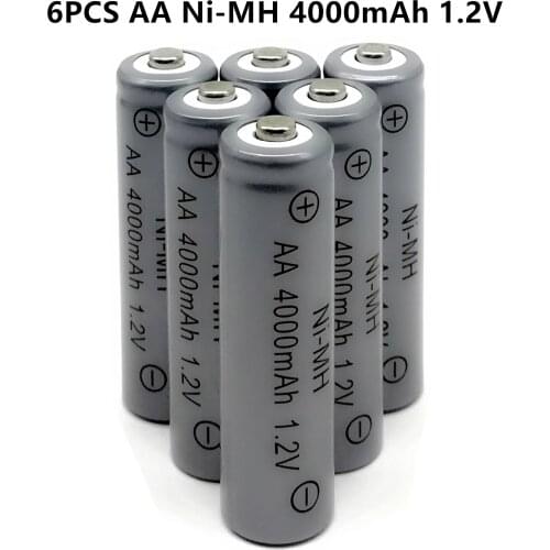 6PCS AA Ni-MH 4000mAh 1.2V Rechargeable Batteries,Toy Battery, Alarm Clock Battery Remote Control Battery