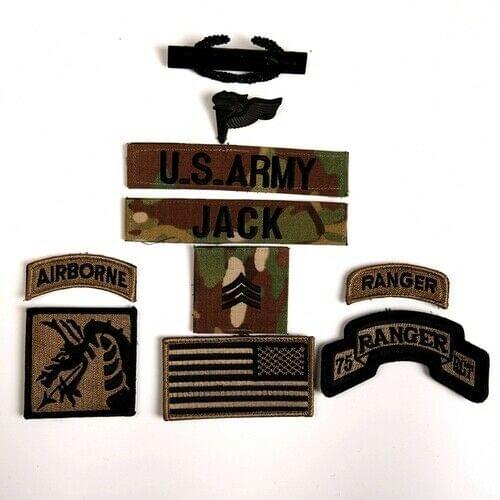 US ARMY 75TH RANGER SPECIAL TROOPS SERGEANT FIRST CLASS PINBACK RANK INSIGNIA CP CAMO CAMOUFLAGE FULL SET 008