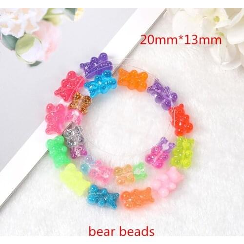 20pcs 20*13mm Beads charms Flatback resin gummy bear with hole Jewelry diy making Necklace pendant bracelets diy accessories